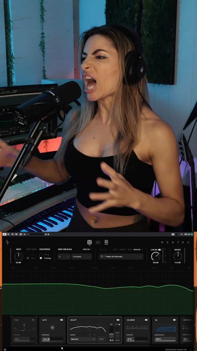 Instagram post by @nicole_papastavrou for Neural DSP. Caption reads: Took the new @neuraldsp Mantra plugin for a spin....