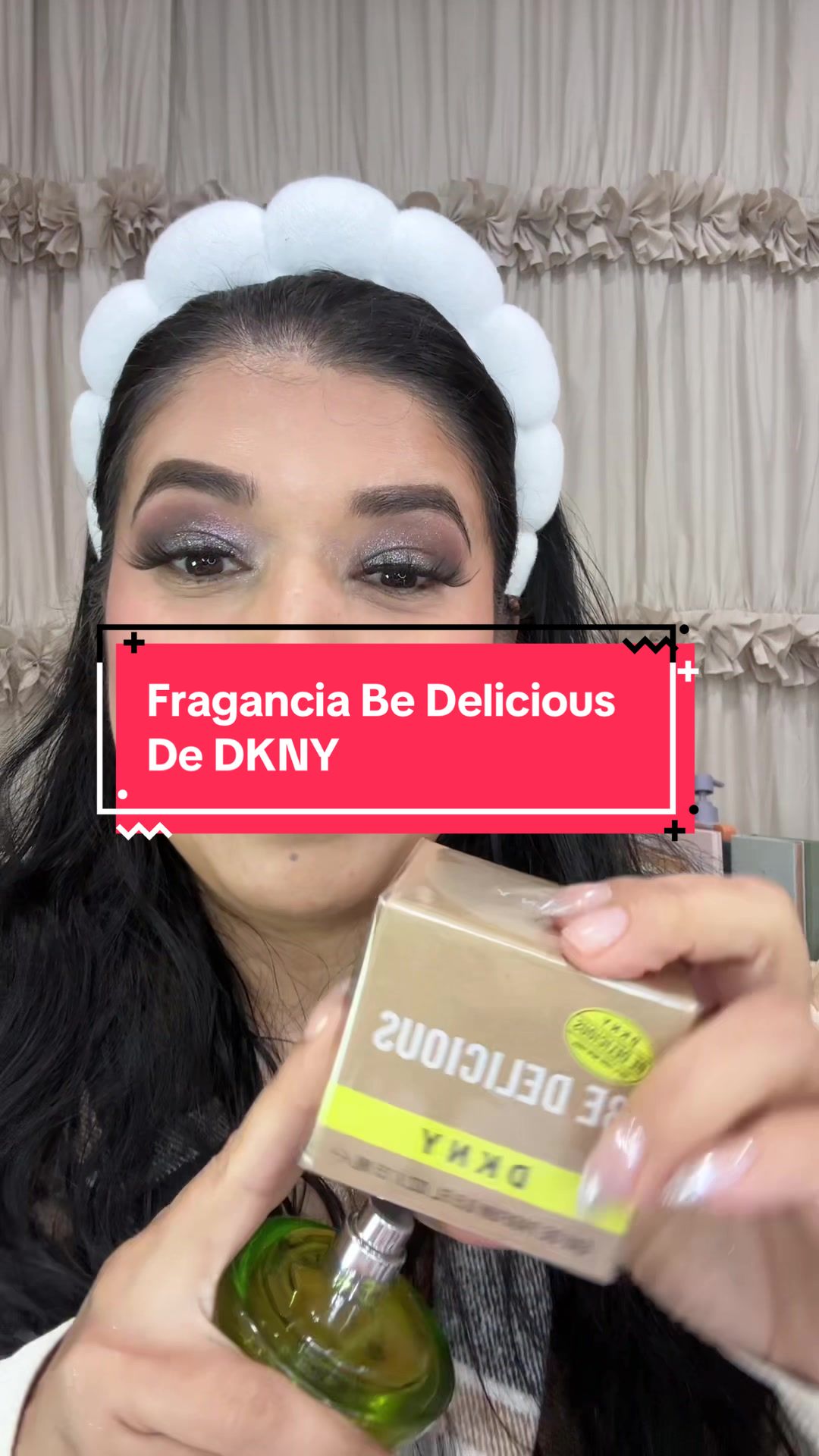 TikTok post by @byjennieelizabeth for DKNY. Caption reads: #Dkny @DKNY #bedeliciousperfume [...].