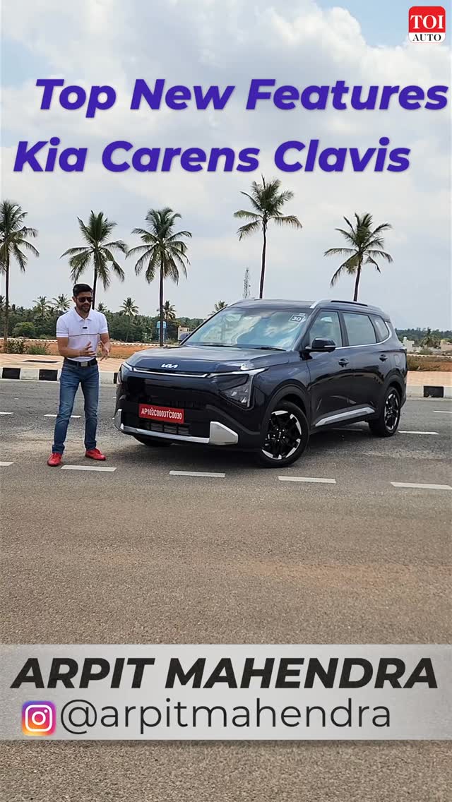 Instagram post by @timesofindia.auto for Kia. Caption reads: Here’s how to new Kia Carens Clavis and here’s how....