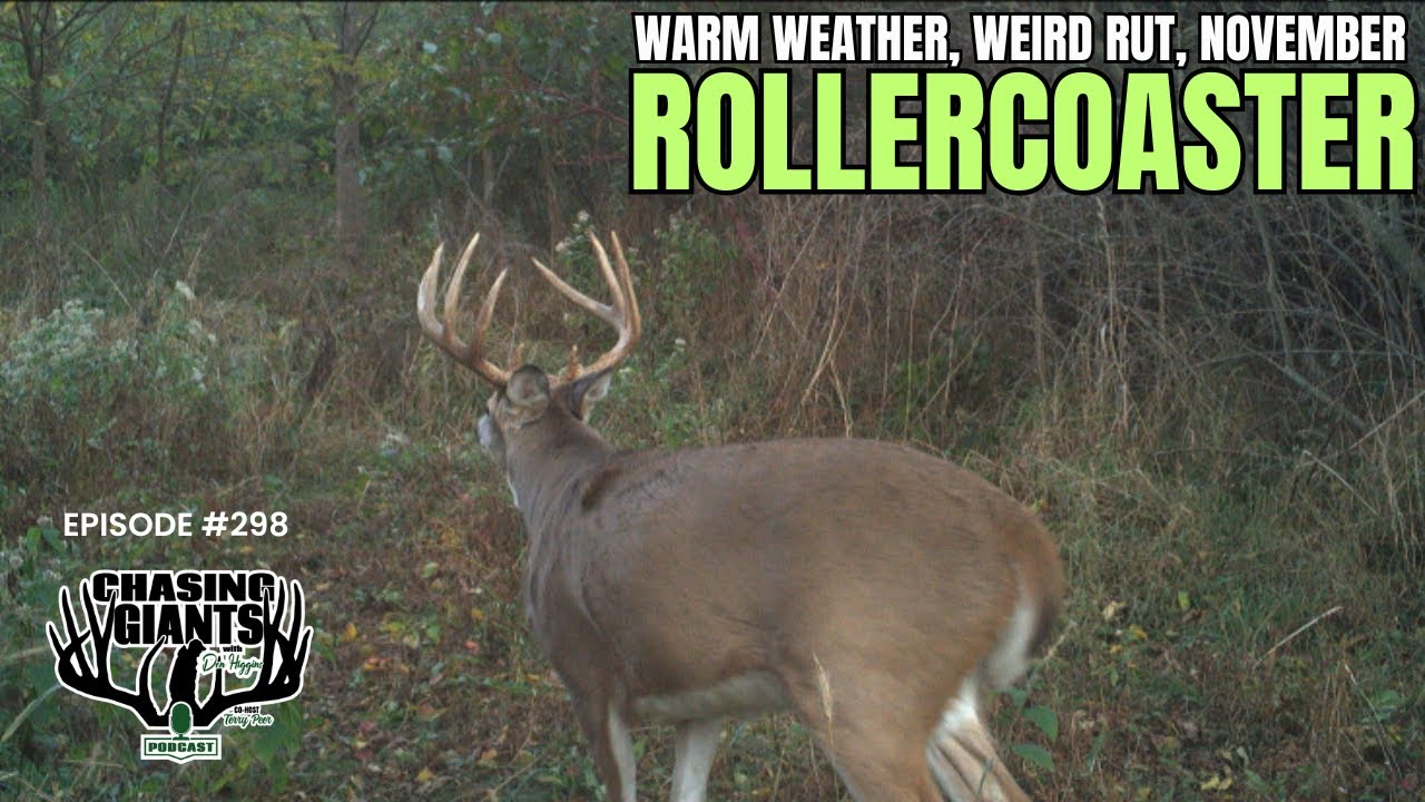 YouTube post by @chasinggiantswithhigginsou6147 for Novix Outdoors. Caption reads: The Weirdest Rut Ever: Warm Temps, Barometers, and....