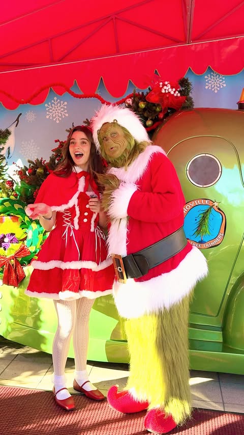 Instagram post by @tayamillerr for Universal Studios Hollywood. Caption reads: at least the grinch didn’t take this one too....