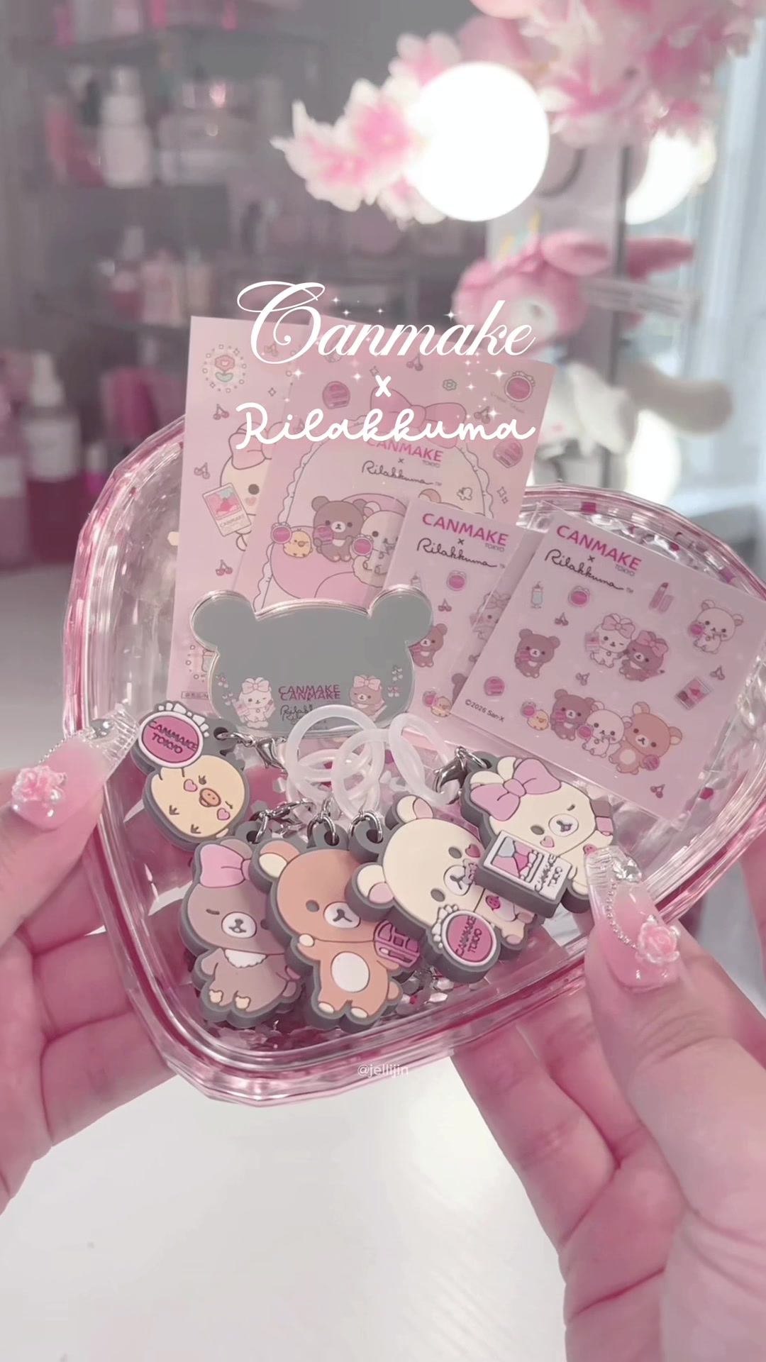 TikTok post by @jellijin for CANMAKE USA. Caption reads: so happy we finally can get this cute collab’s....