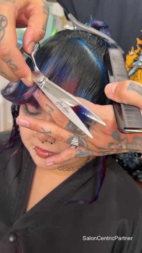 Instagram post by @philipwolffhair for SalonCentric. Caption reads: ✂️Curtain Bang Tutorial

Worn different ways....