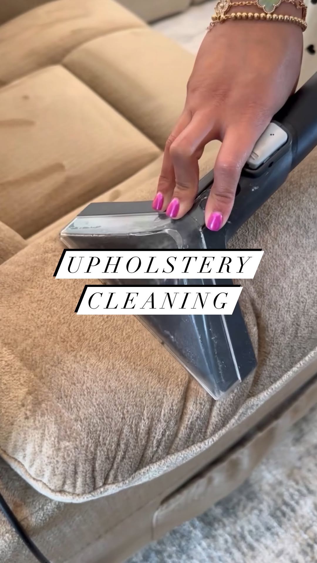 Instagram post by @vanesa_amaro_ for Hoover Vacuums. Caption reads: @hoover ONEPWR CleanSlate Cordless Spot Cleaner is....