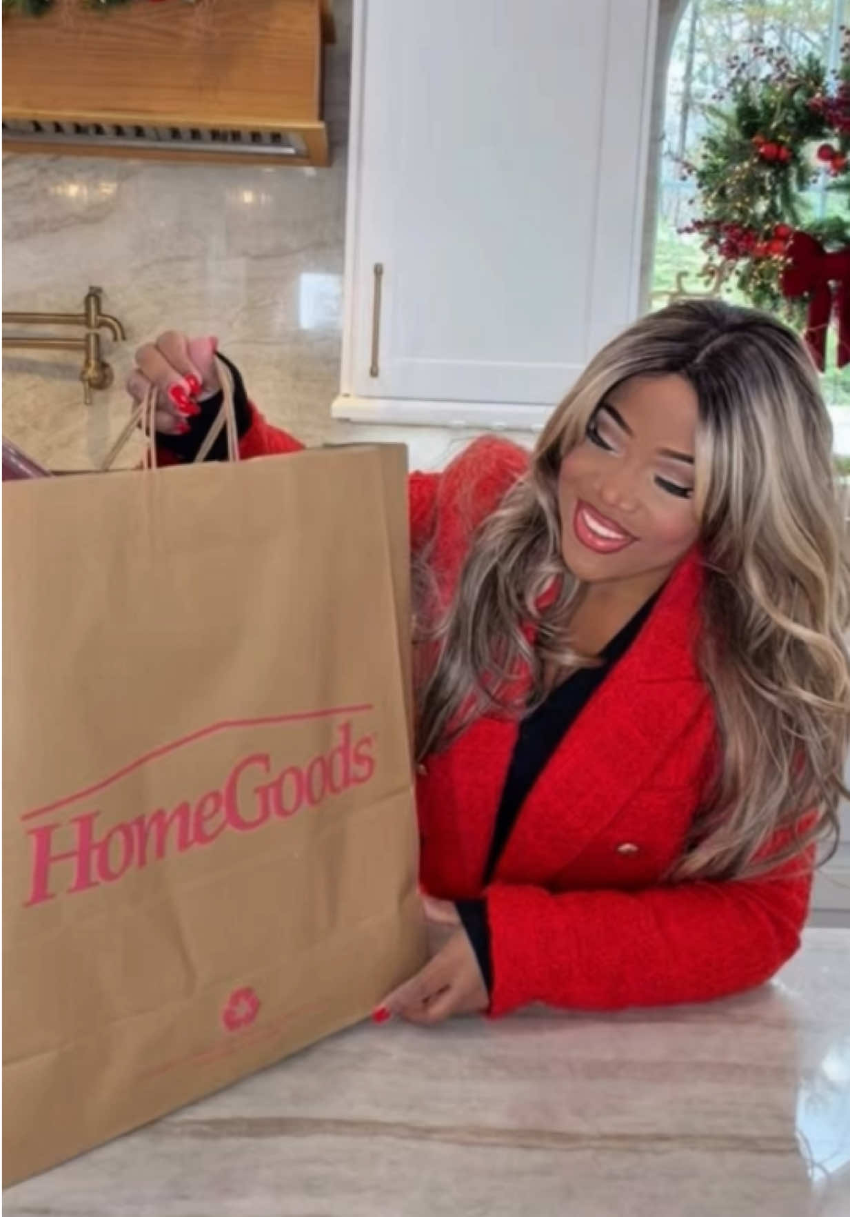 TikTok post by @makeitwithmicah for HomeGoods. Caption reads: @HomeGoods makes gift giving super easy and [...].