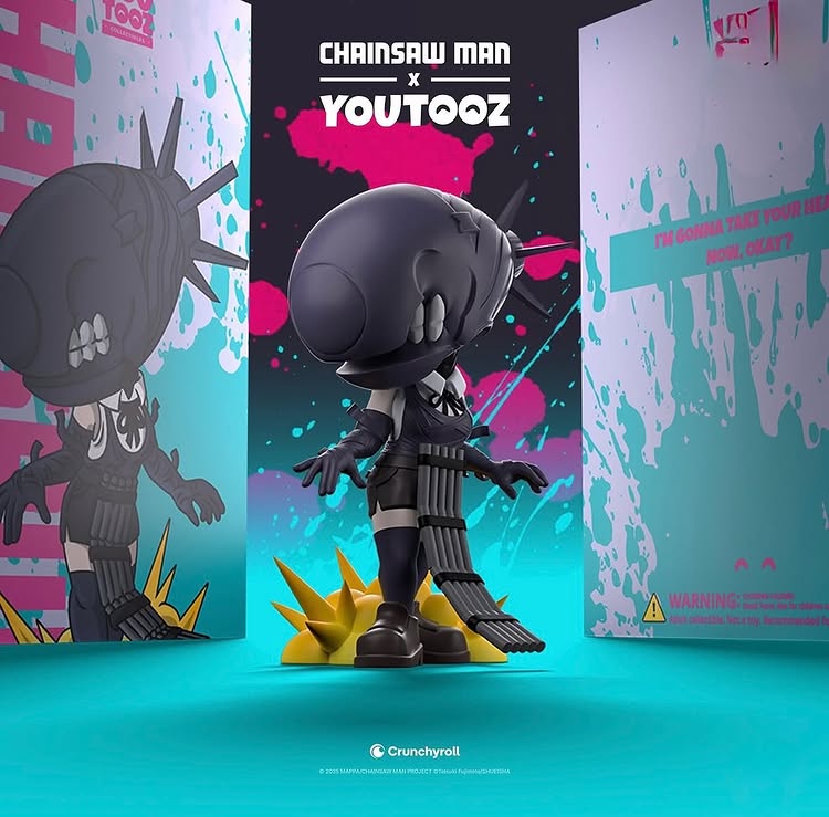 Instagram post by @funkopopsnews for Youtooz. Caption reads: First peek! At the new Chainsaw Man Reze YouTooz ~....
