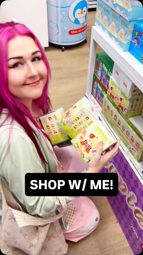 Instagram post by @callmehhaley for MINISO. Caption reads: Go to MINISO w/ me for the new YOYO blind boxes!....