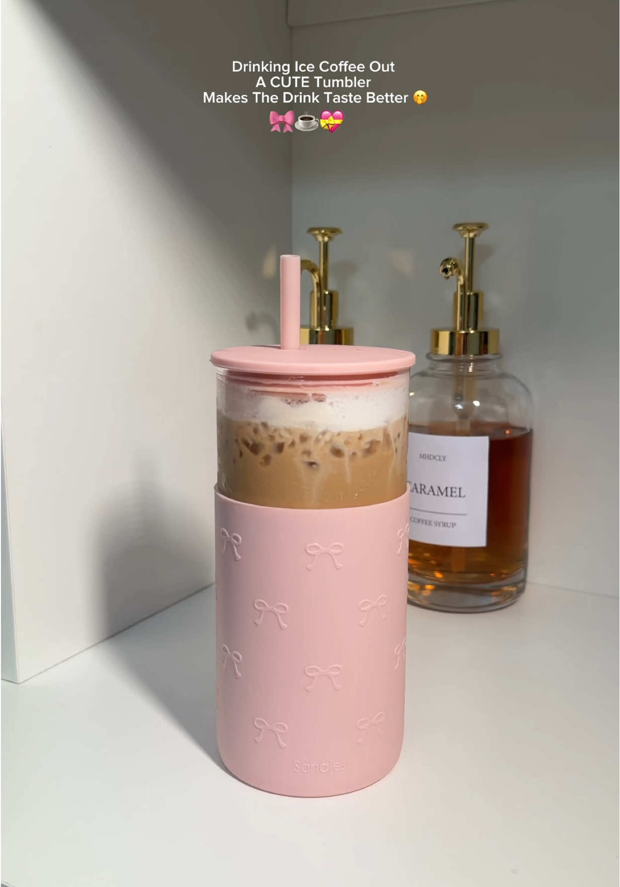 TikTok post by @amazing.marisss for Sandjest. Caption reads: [...] SHOP NOW 🤭 #coffeetiktok #tumbler #sandjest....