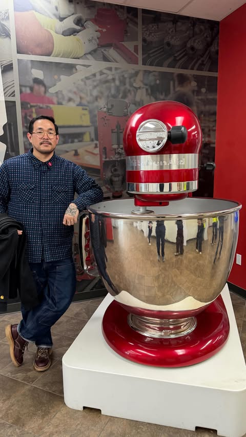 Instagram post by @chuckcruz for KitchenAid. Caption reads: Come with me to check out the new @kitchenaidusa....