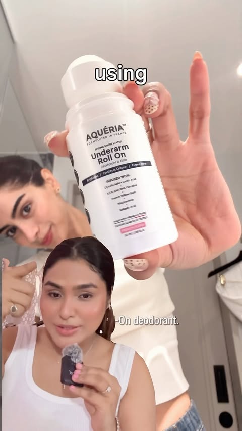 Instagram post by @sanamyasmin_02 for Aqueria. Caption reads: [...] and fresh this feels every day.....