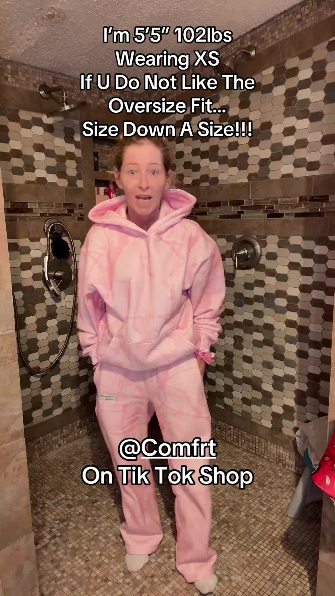 TikTok post by @kim_sumner2416 for Comfrt. Caption reads: #comfrtsweatpants #comfrt #tiktokshop [...].