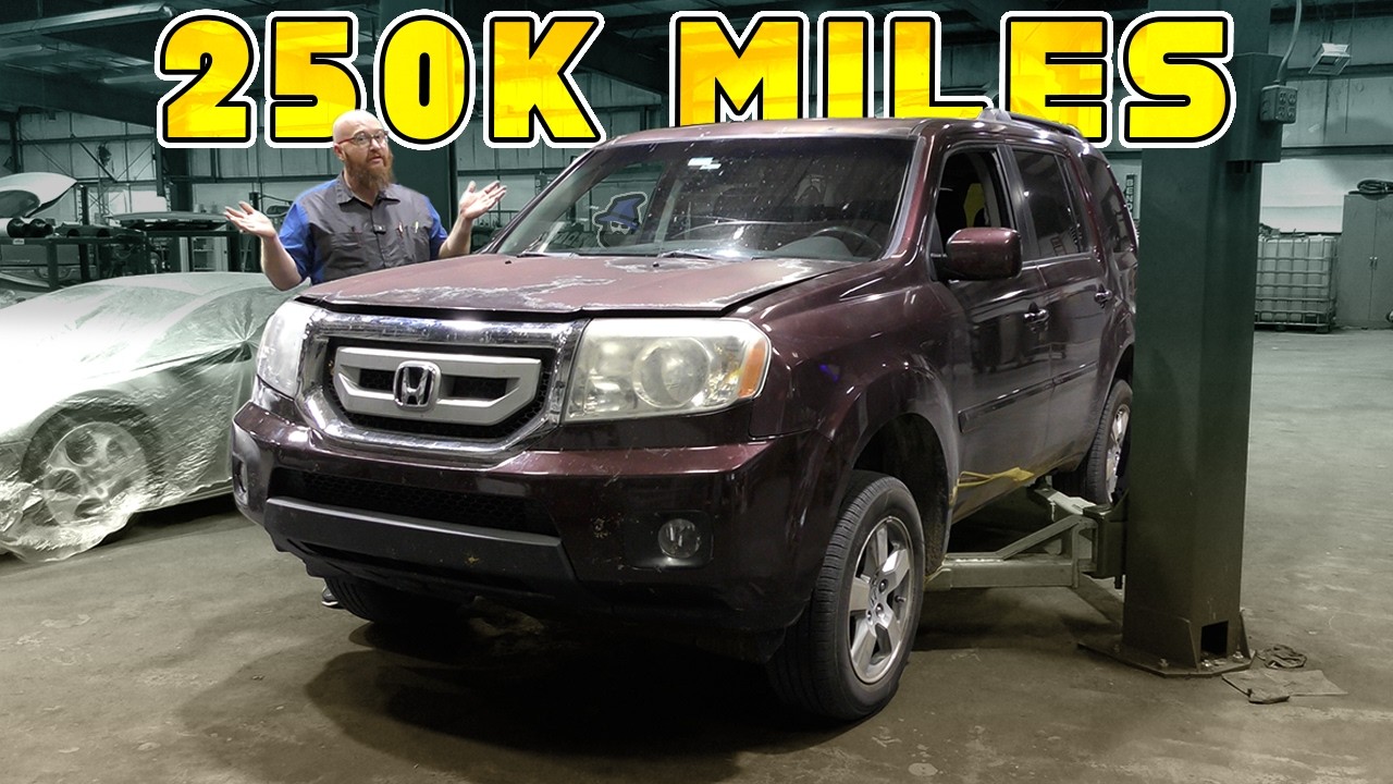 YouTube post by @CarWizard for BendPak. Caption reads: Fixing a 250,000 Mile Pilot: My Honest Take.