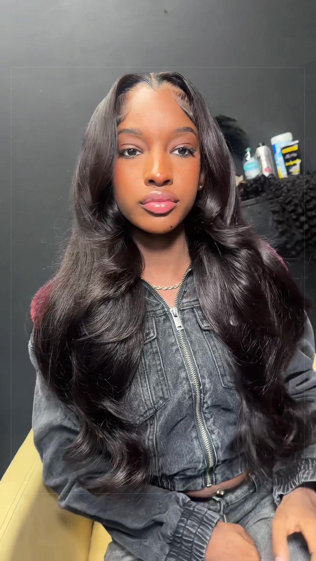 TikTok post by @aichajasminee for Cynosure Hair. Caption reads: [...] 13x6 lace front hd body wave wig....