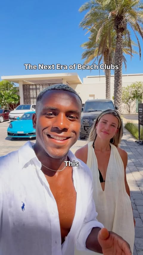 Instagram post by @luketroytrotman for Experience Abu Dhabi. Caption reads: Our favourite kind of beach club? One where....