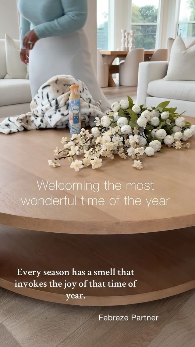 Instagram post by @yolandekelly for Febreze. Caption reads: Refresh the living room with me. #Febreze_Partner....