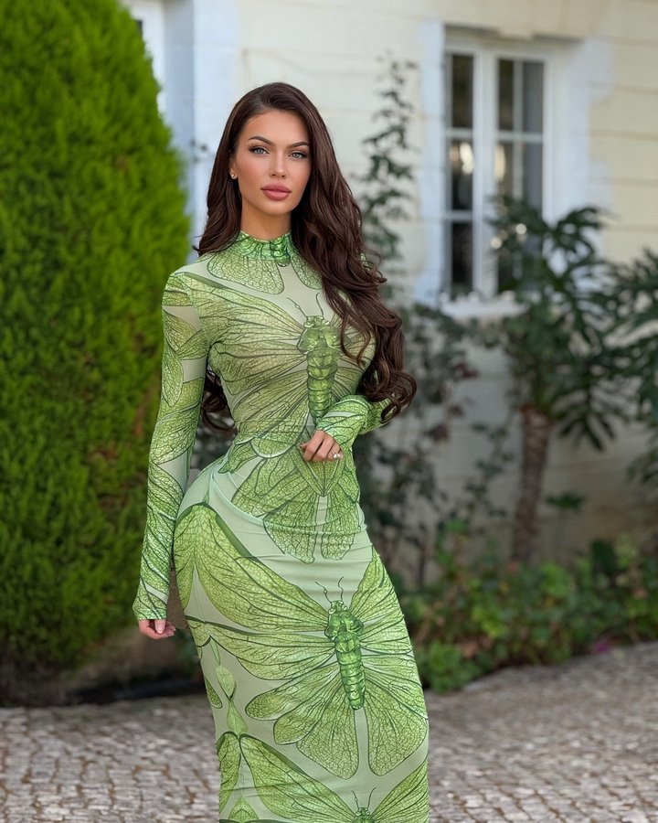 Instagram post by @dorothealavida for JW PEI. Caption reads: Blending in with nature… but make it couture....