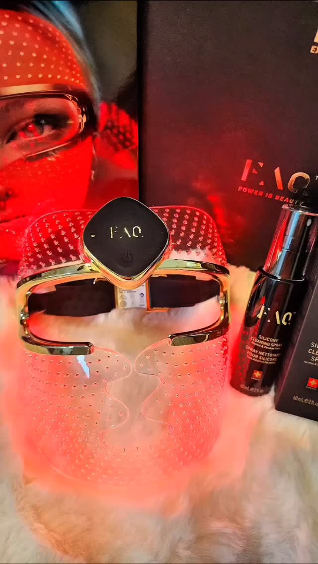 Instagram post by @beautybybev101 for Foreo. Caption reads: The NEW FOREO FAQ 202 Silicone LED Face Mask is....