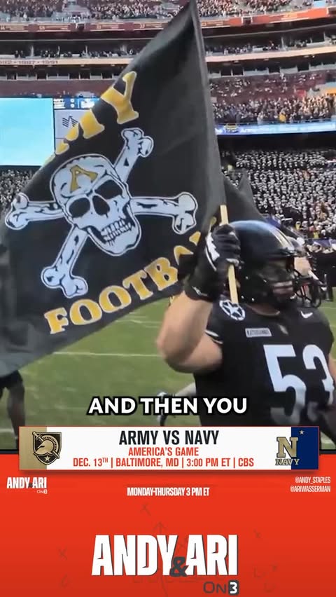 Instagram post by @andy_staples for GoArmy. Caption reads: [...] from America’s Game over the years. @goarmy....