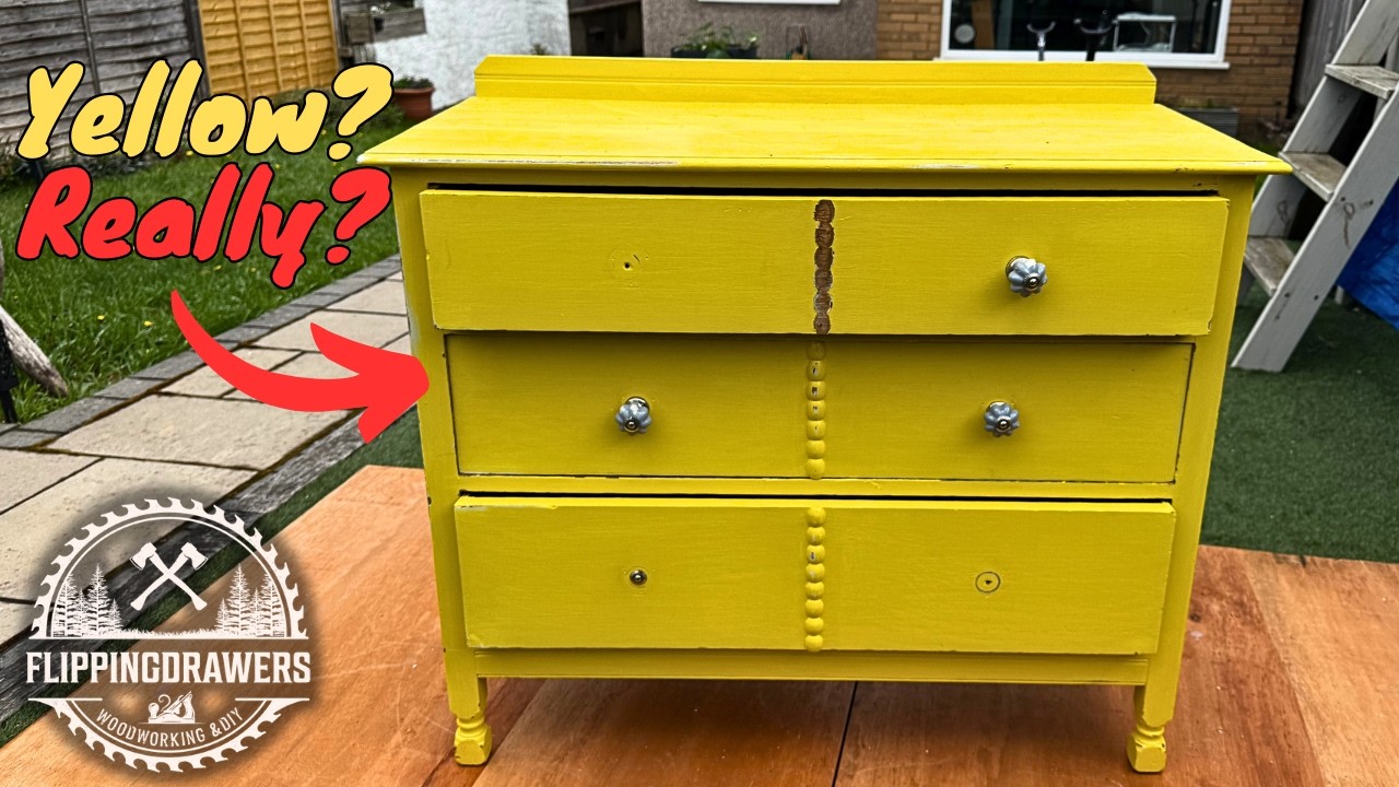 YouTube post by @Flippingdrawers for Banggood. Caption reads: This Yellow Monster makeover will warm your heart....