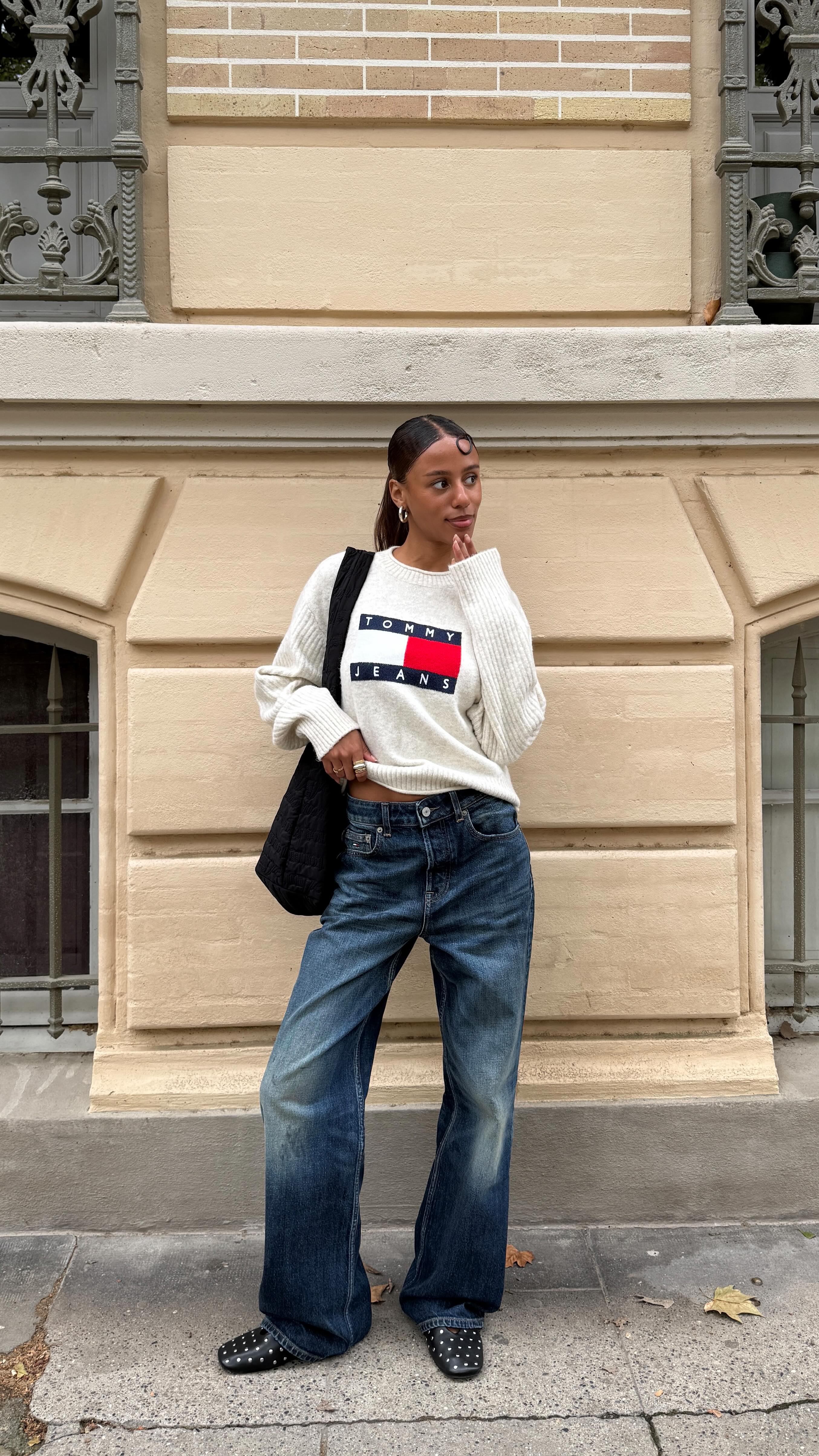 Instagram post by @elisasgn for Tommy Jeans. Caption reads: Ready for fall in my @tommyjeans ❤️ #tommyjeans....