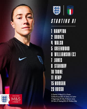 Instagram post by @england for Marks And Spencer. Caption reads: Your semi-final #Lionesses 💜🖤.