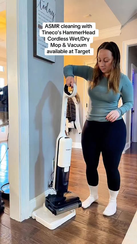 Instagram post by @thecourtneynielson for Tineco. Caption reads: ASMR cleaning with my new
Tineco HammerHead....