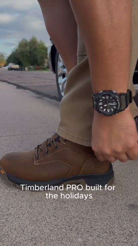 Instagram post by @plomeroenphoenix for Timberland PRO. Caption reads: Timberland PRO Titan EV keeps me moving all day....