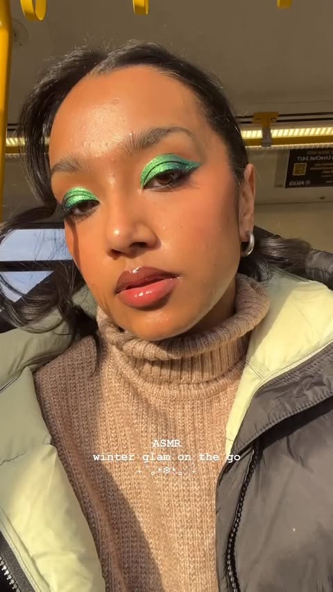 Instagram post by @maytahmi for Space NK. Caption reads: AD ❄️ Winter Party Makeup on the go with @SpaceNK....