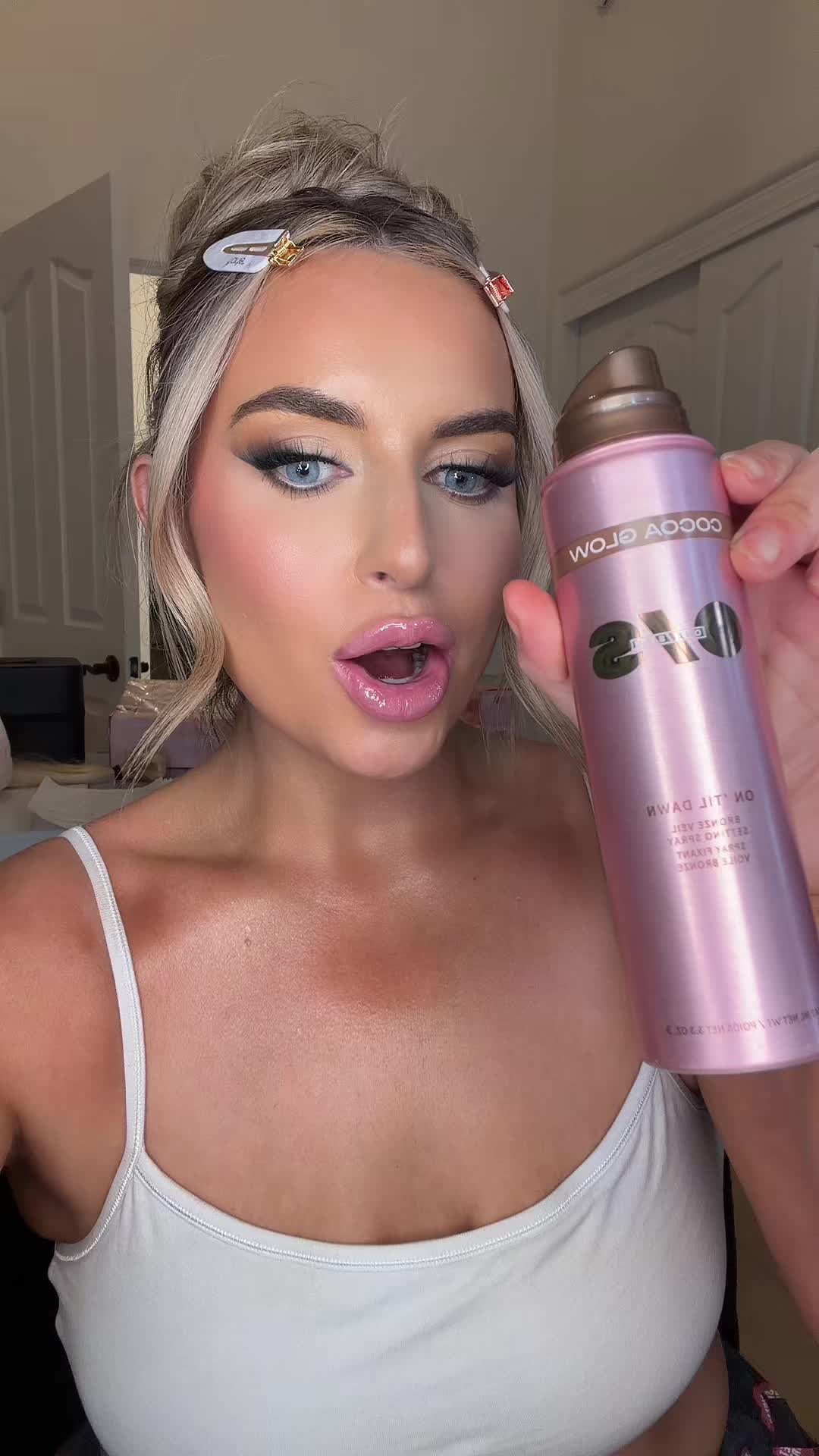 TikTok post by @influencedqueens for ONE SIZE BEAUTY. Caption reads: This is CRAZYYYYY @ONE SIZE BEAUTY #settingspray....