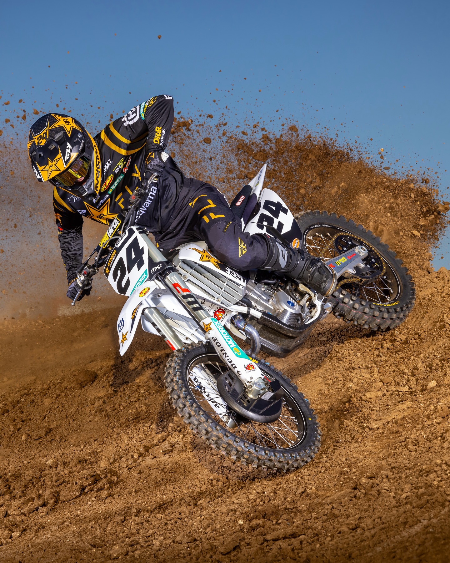 Instagram post by @husqvarnafactoryracing for Rockstar Energy Drink. Caption reads: Pro Motocross is calling for the Rockstar Energy....
