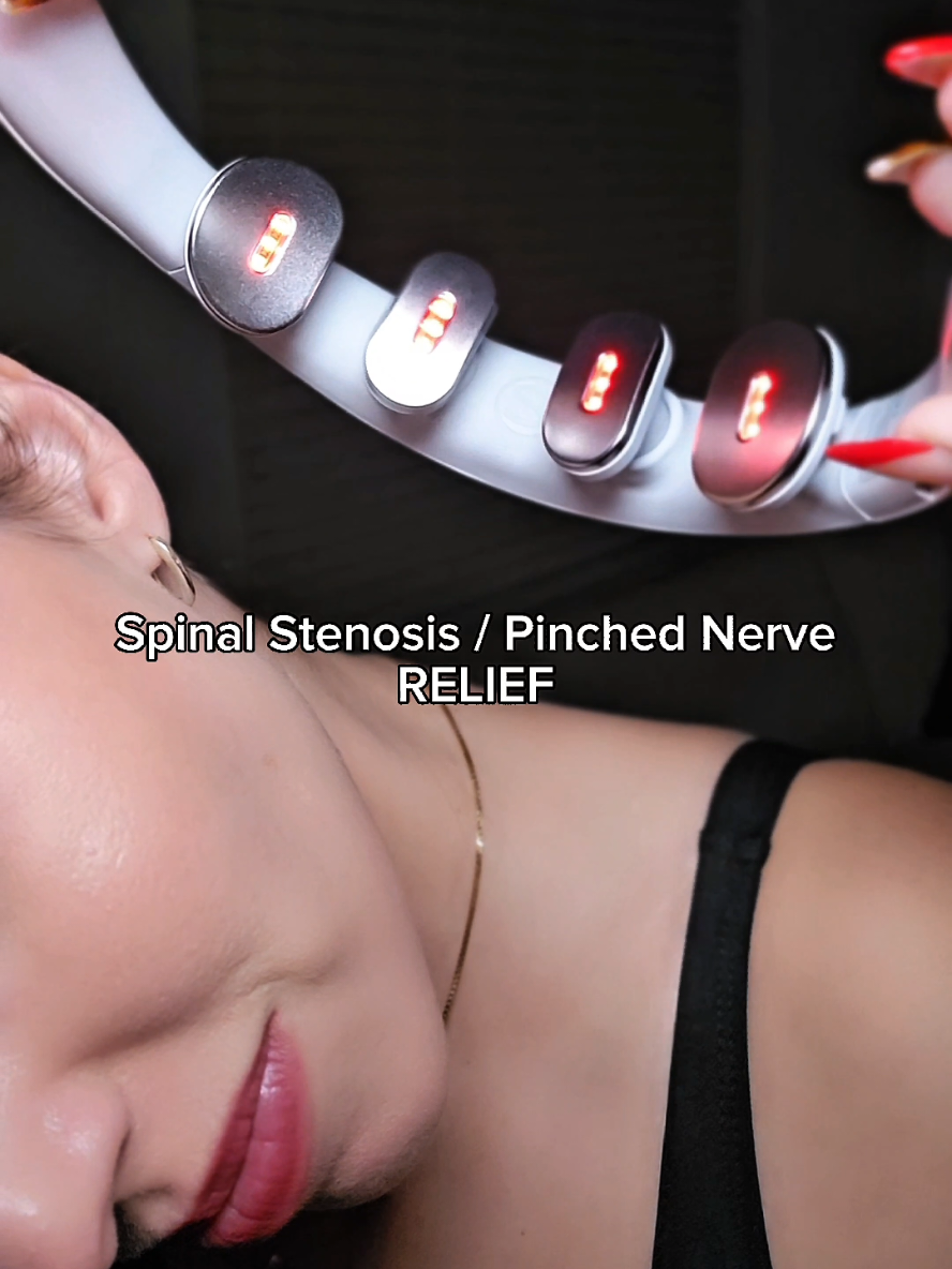 TikTok post by @little_miss_c_ for SKG Health. Caption reads: SKG Heated neck massager provides direct heat, red....