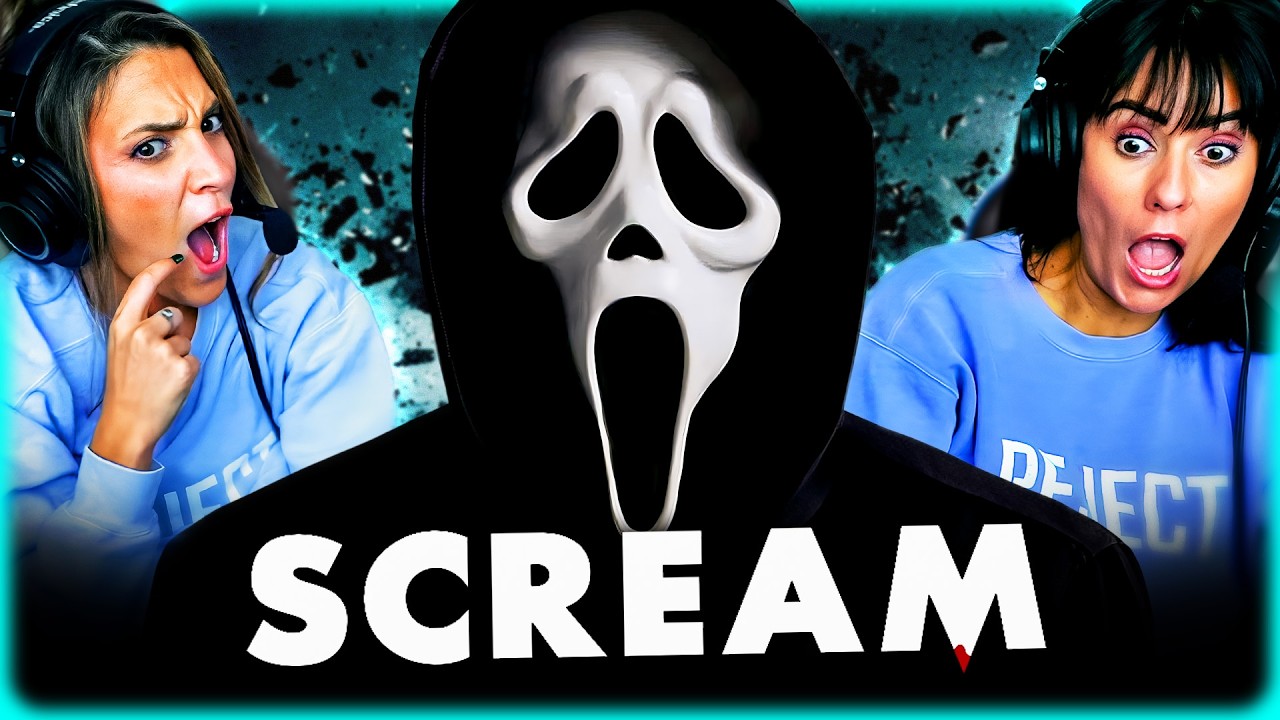 YouTube post by @ReelRejects for Acorns. Caption reads: SCREAM (1996) MOVIE REACTION! WHAT A KILLER....