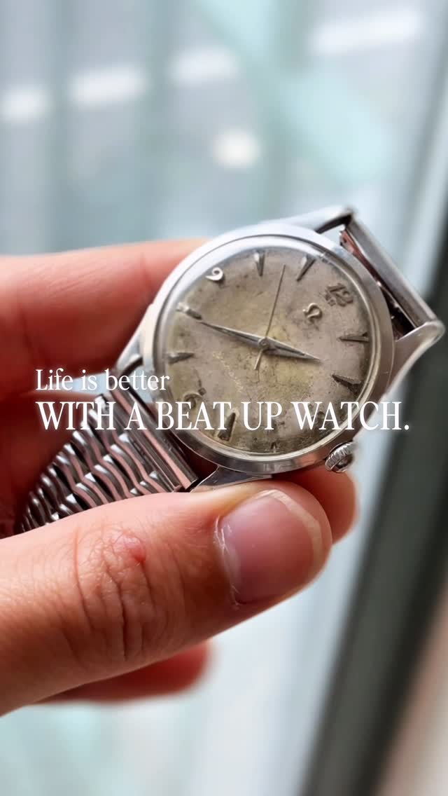 Instagram post by @wesly for OMEGA. Caption reads: Life is better with a beat up watch!

Introducing....