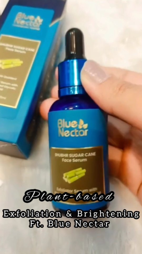 Instagram post by @shavy.0404 for Blue Nectar. Caption reads: Blue Nectar's Plant-Based Glycolic Acid Exfoliator....