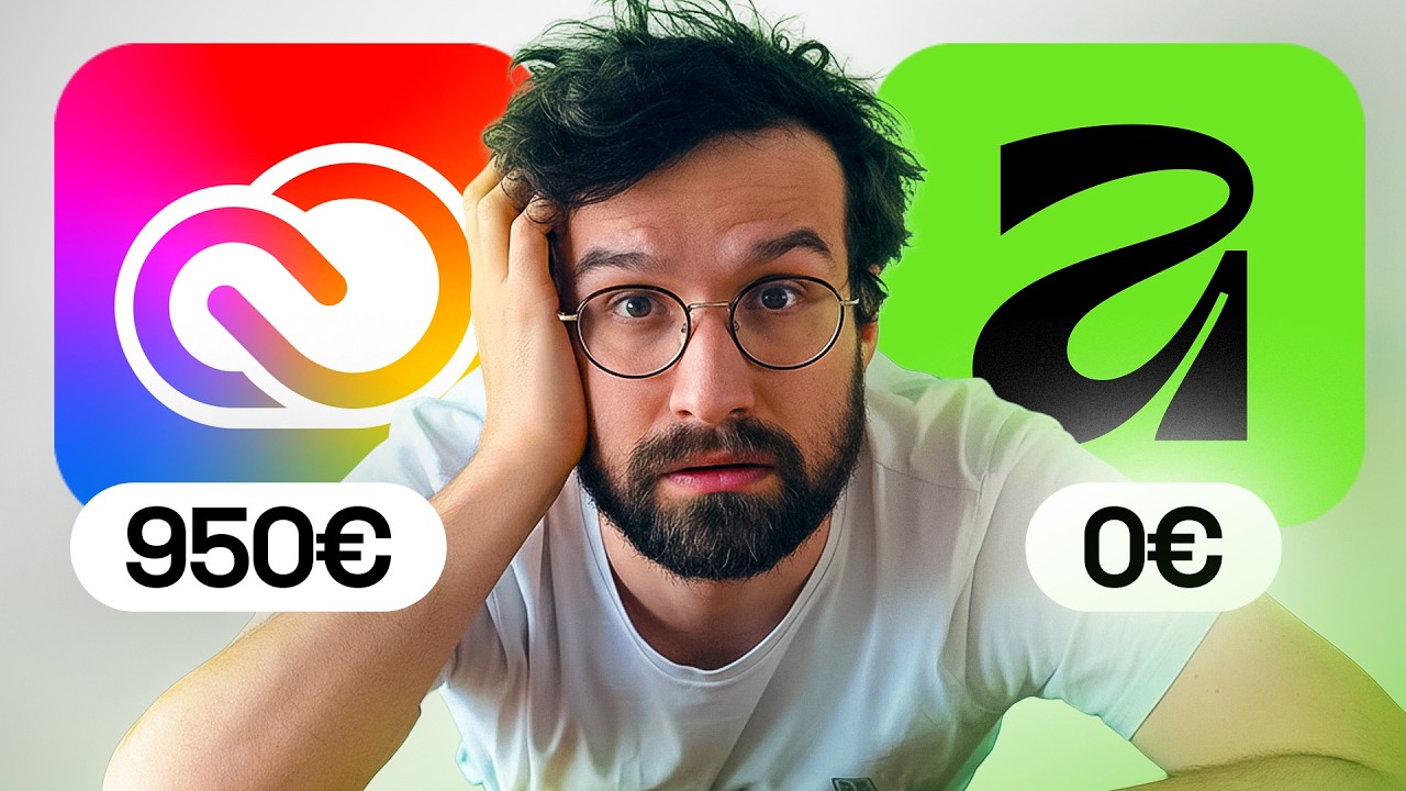 YouTube post by @bastisansms for Fnac. Caption reads: The new Adobe, but free for life?.