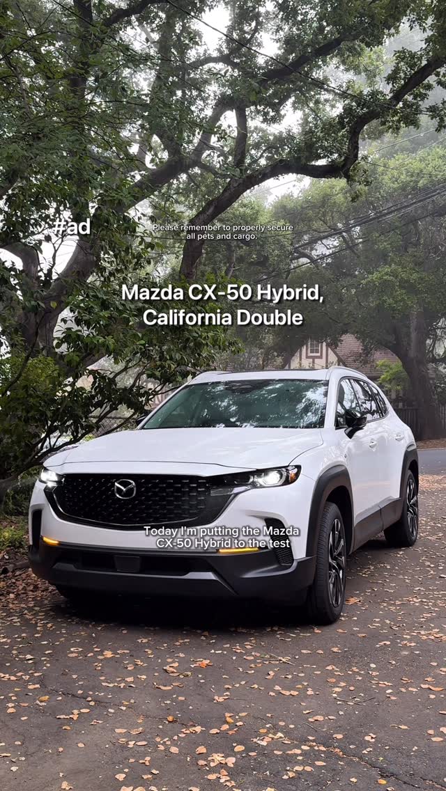 Instagram post by @laureise for Mazda USA. Caption reads: Packed the essentials, grabbed a playlist, and let....