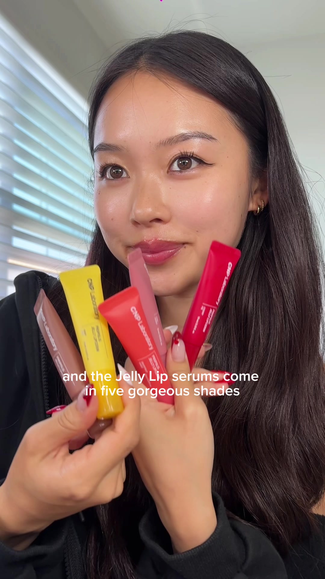 TikTok post by @lydia.chae for CNP Laboratory US. Caption reads: ive been told my lips feel like pillows @CNP....