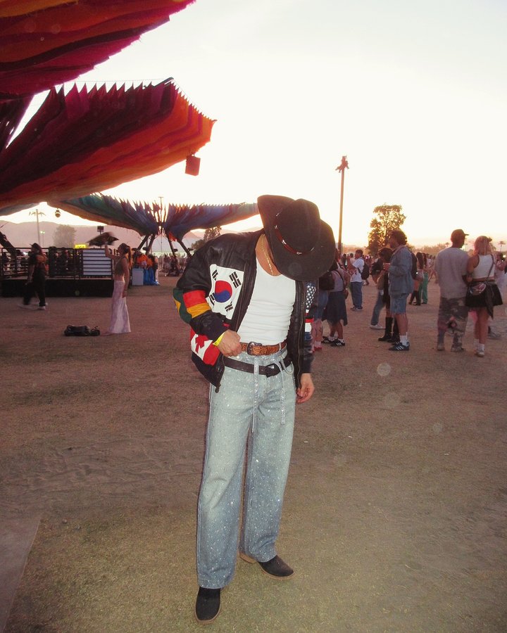 Instagram post by @kennethpcharming for Coachella. Caption reads: [...] in the light different 🤠✨....