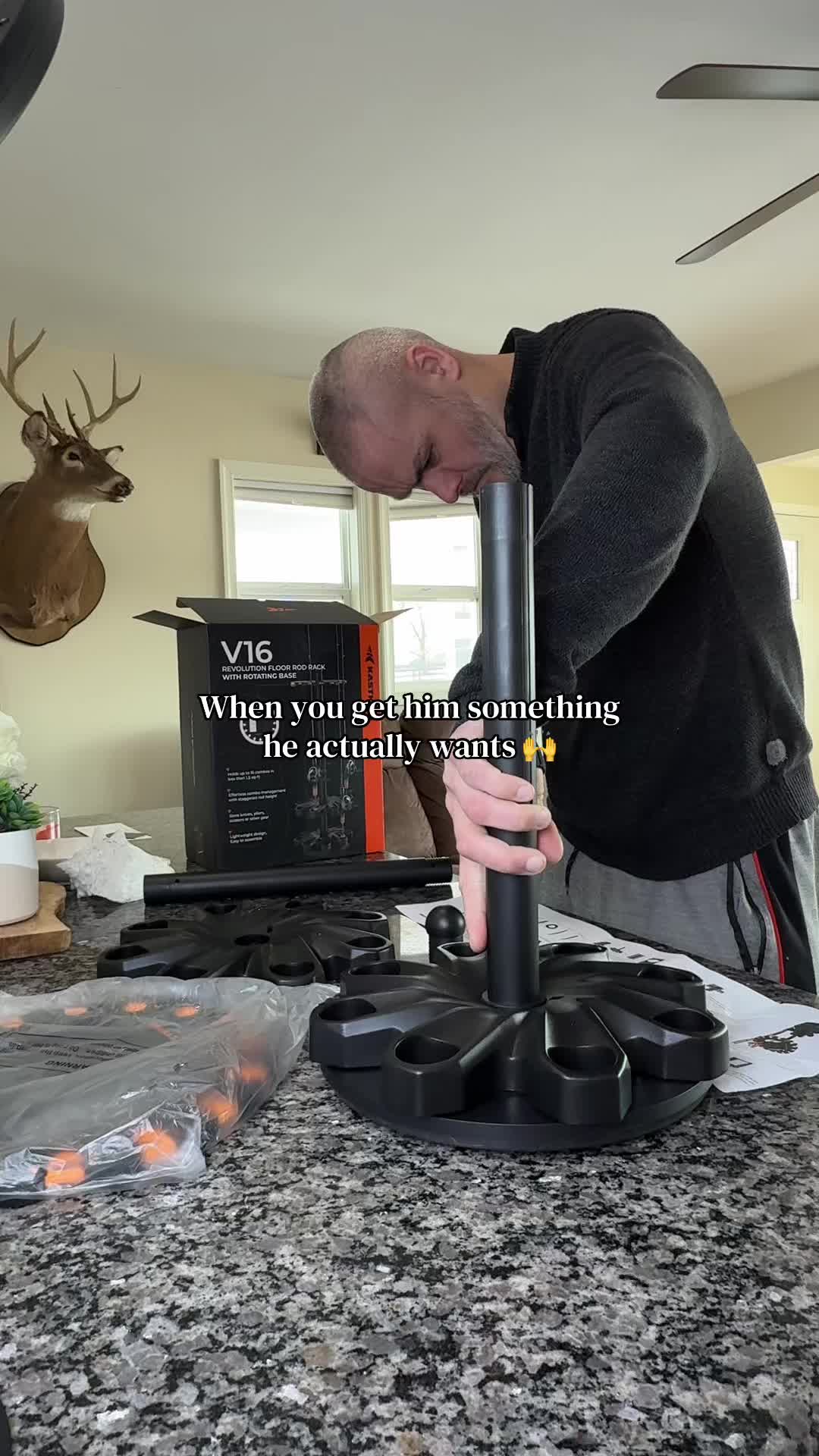 TikTok post by @allison_louise_ for KastKing. Caption reads: Garage full of tangled fishing rods? The KastKing....