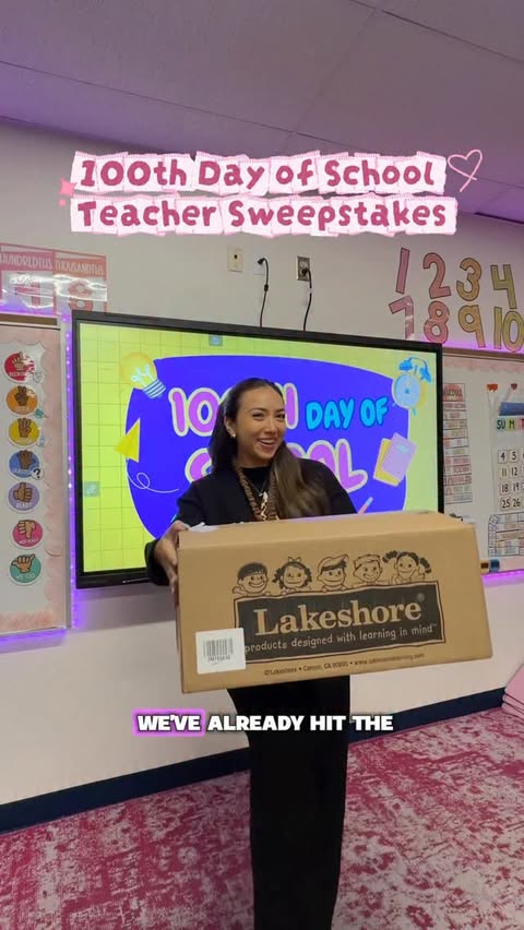 Instagram post by @amandainelementary for Lakeshore Learning. Caption reads: @lakeshorelearning is celebrating the 100th day of....