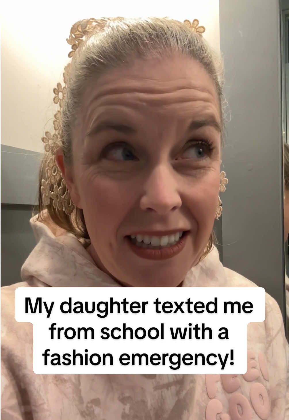 TikTok post by @relatable_laura for hollister. Caption reads: My daughter texted me from school with a fashion....