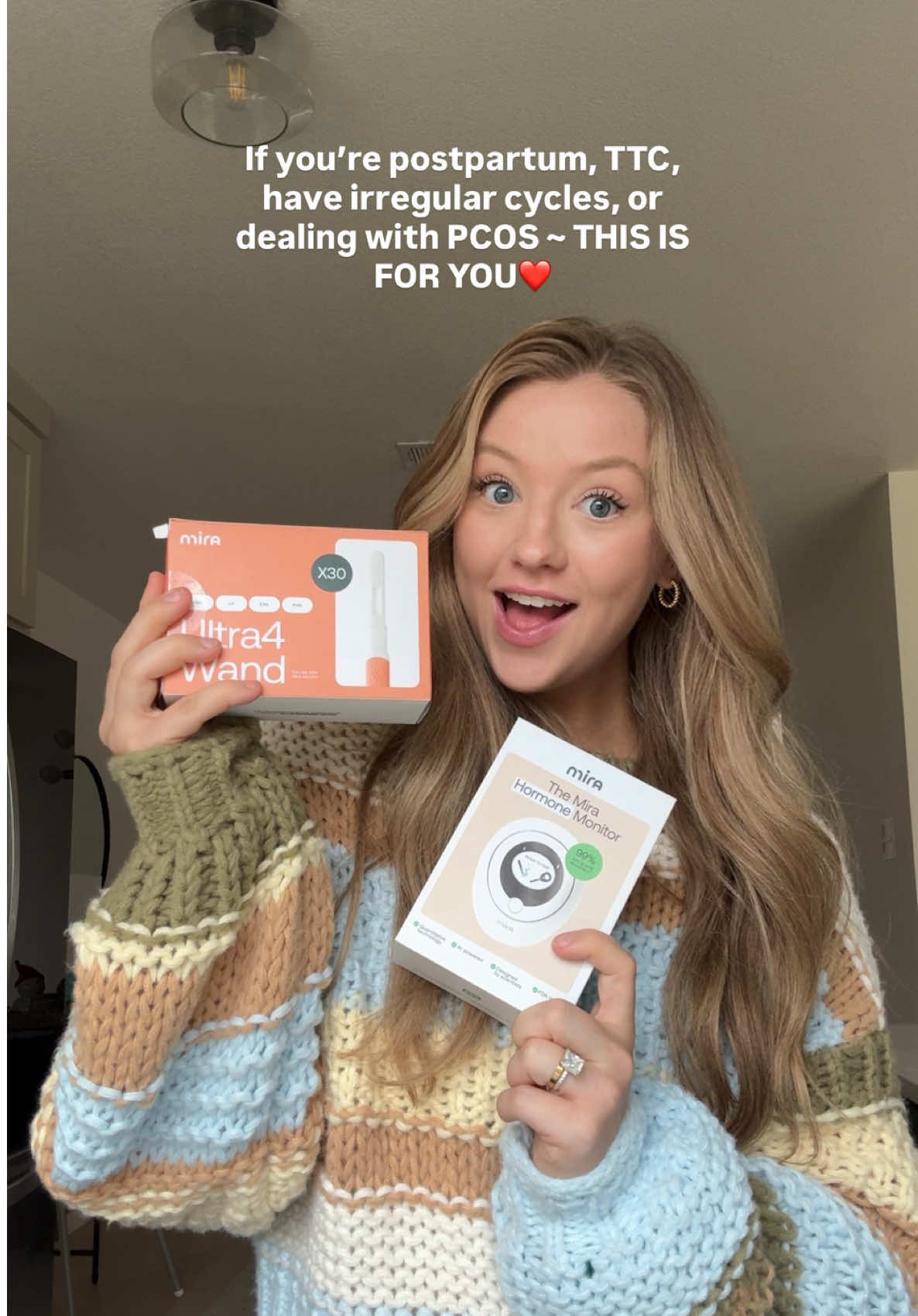 TikTok post by @sydneymichellebenson for Mira Fertility. Caption reads: If you’re like me and your hormones and cycle have....