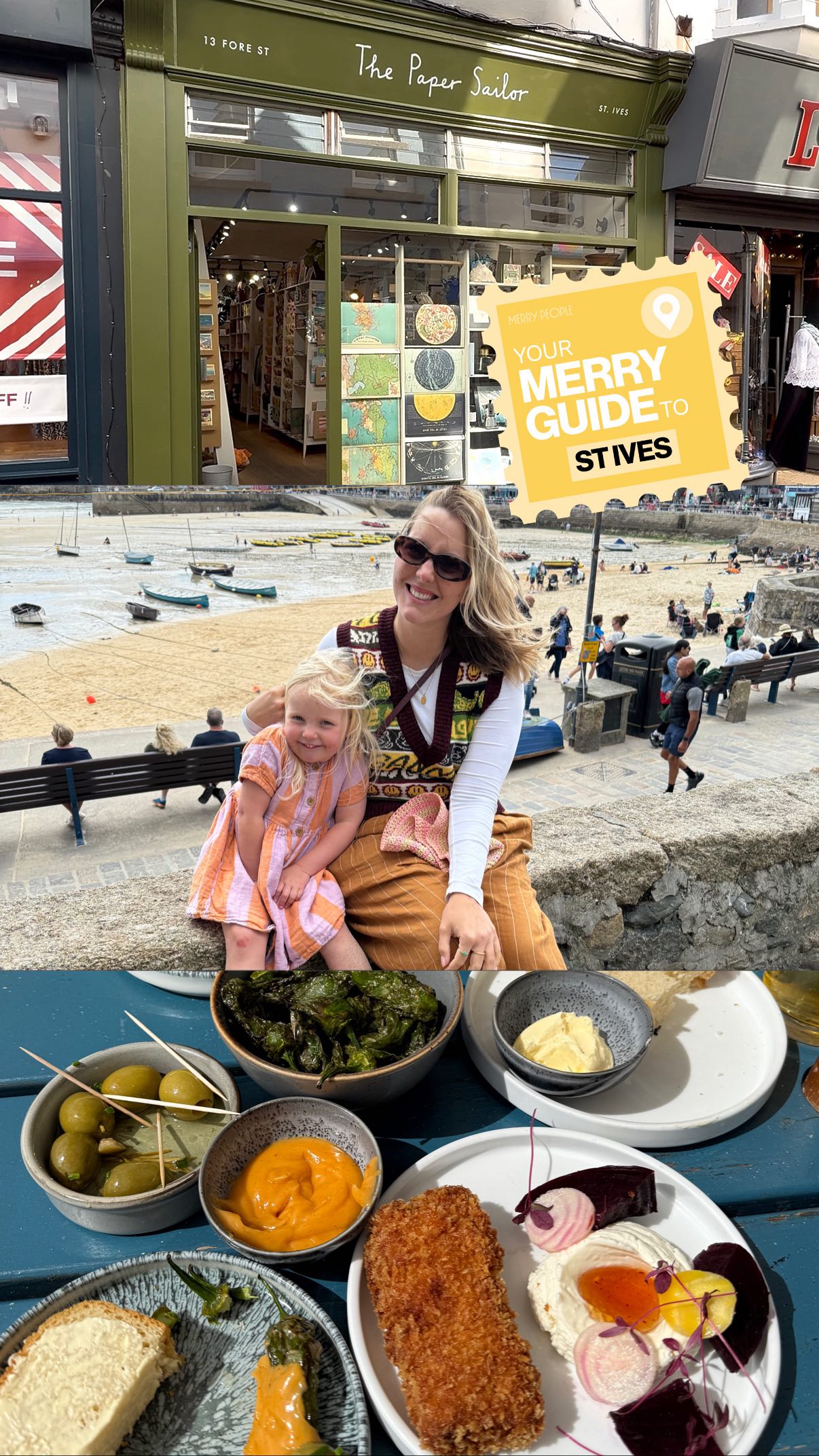 Instagram post by @leannedopaminedressing for Merry People. Caption reads: A Merry guide to St Ives with me,....