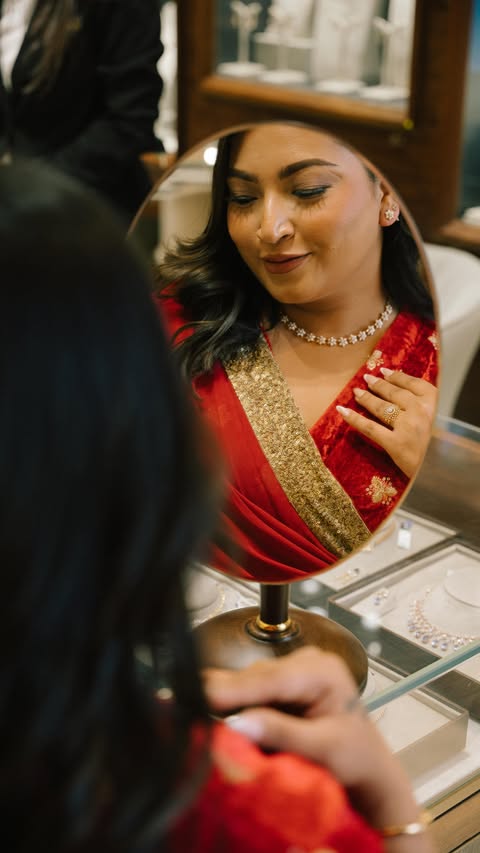 Instagram post by @retouchbyriya for Tanishq. Caption reads: [...] Tritiya, let your radiance shine with....
