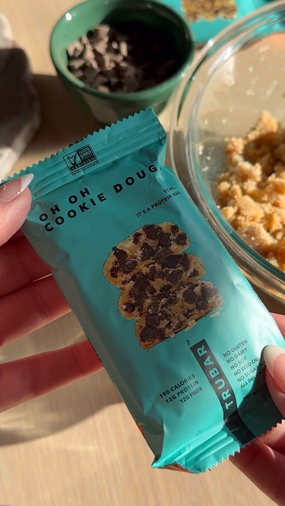 Instagram post by an influencer for TRUBAR. Caption reads: [...] of ingredients, including @trubar.brands oh....