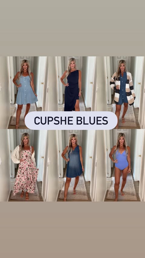 Instagram post by @rachelbowling for Cupshe. Caption reads: Cupshe blues! Comment “Cupshe” for all the [...].