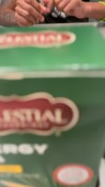 Instagram post by @quin_rogers for Celestial Seasonings. Caption reads: [...] much caffeine as a cup of coffee, Celestial....