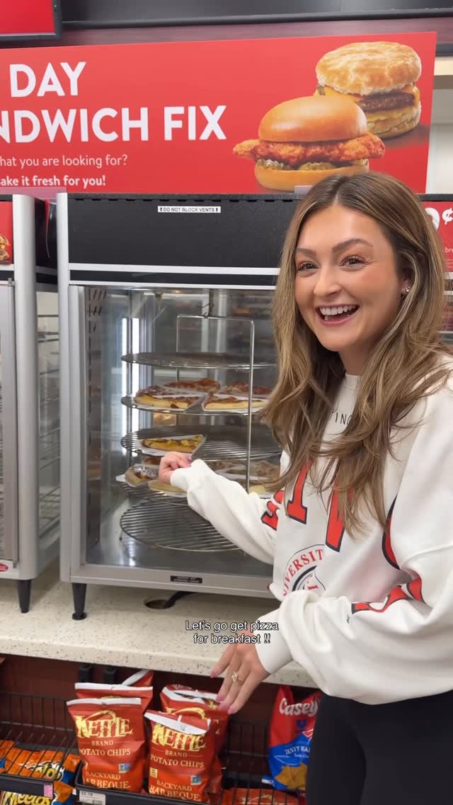 Instagram post by @maniacsinthemiddle for Casey’s. Caption reads: If you know, you know 🍕💛 !! My small town....