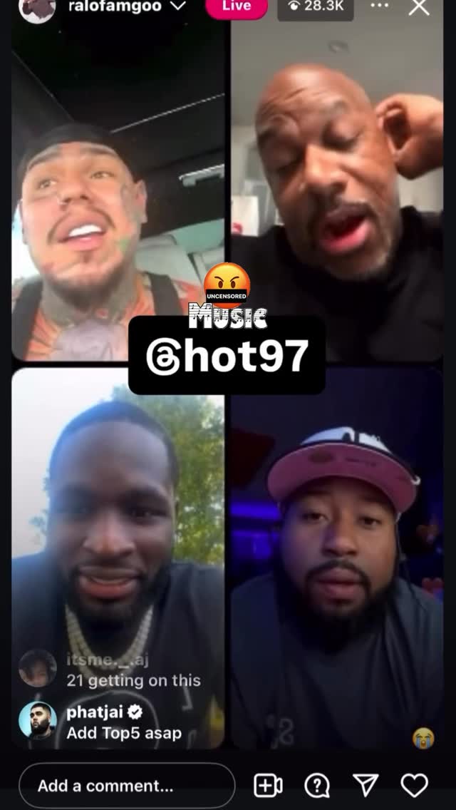 Instagram post by @uncensoredmiami305 for Worldstarhiphop. Caption reads: #Wack100 hops on #Akademiks live with #6ix9ine and....