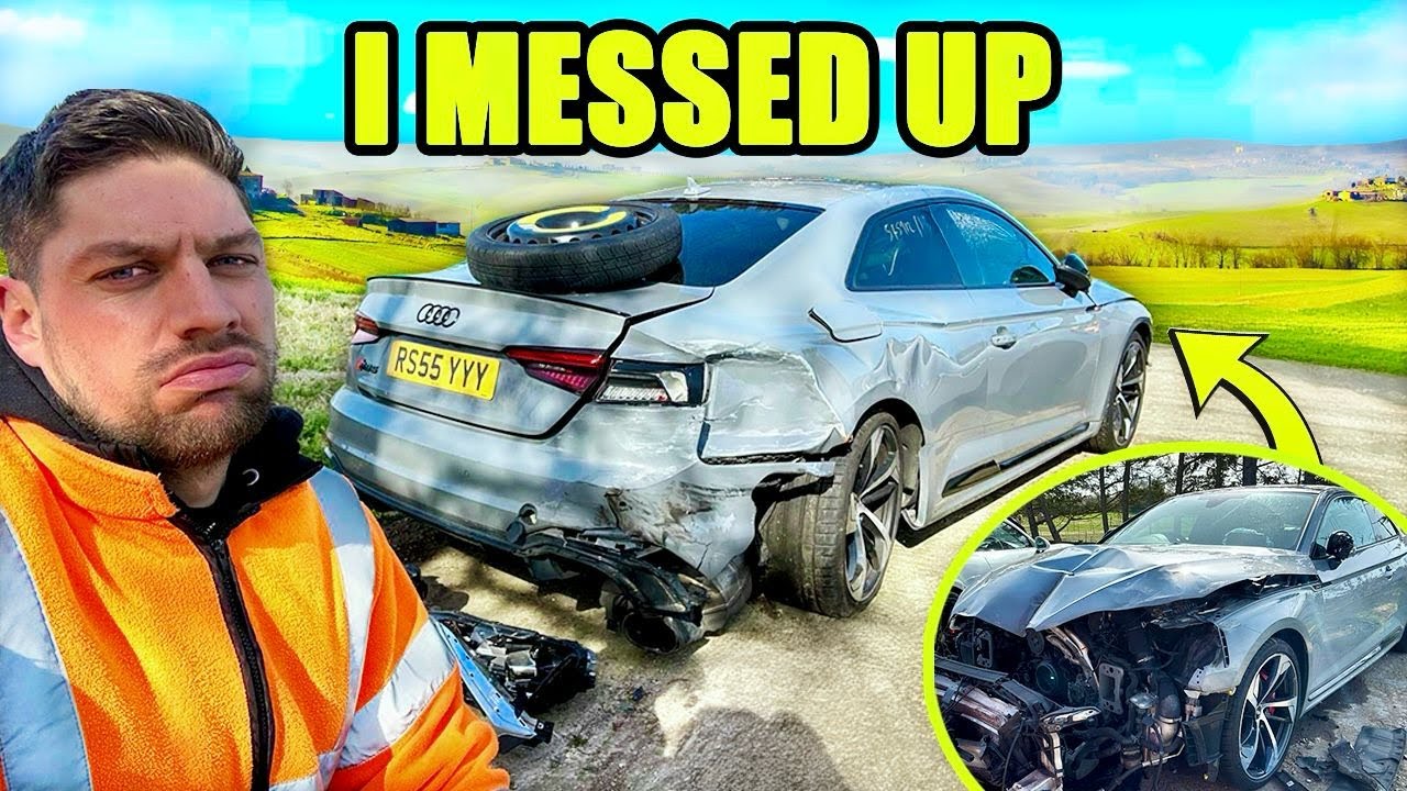 YouTube post by @SavingSalvage for CarVertical. Caption reads: I found an Audi RS5 B9 going cheap at auction.. so....